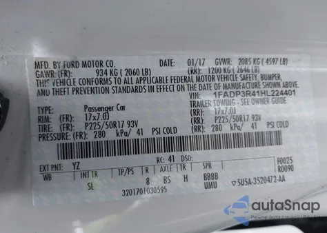 2017 Ford Focus Electric из США, поврежденный, VIN 1FADP3R41HL224401